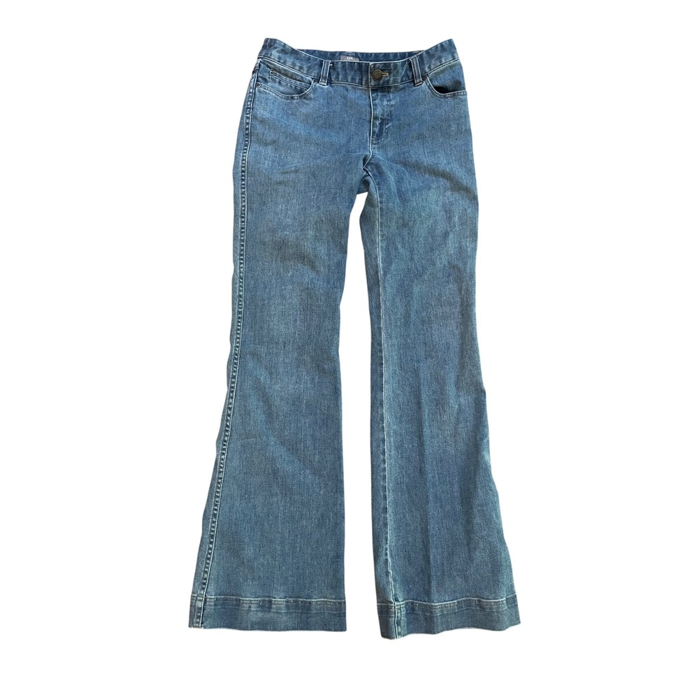 J. Jill Flare Leg Jeans Womens 6 Tall Blue Stretch Boho Classic Distressed